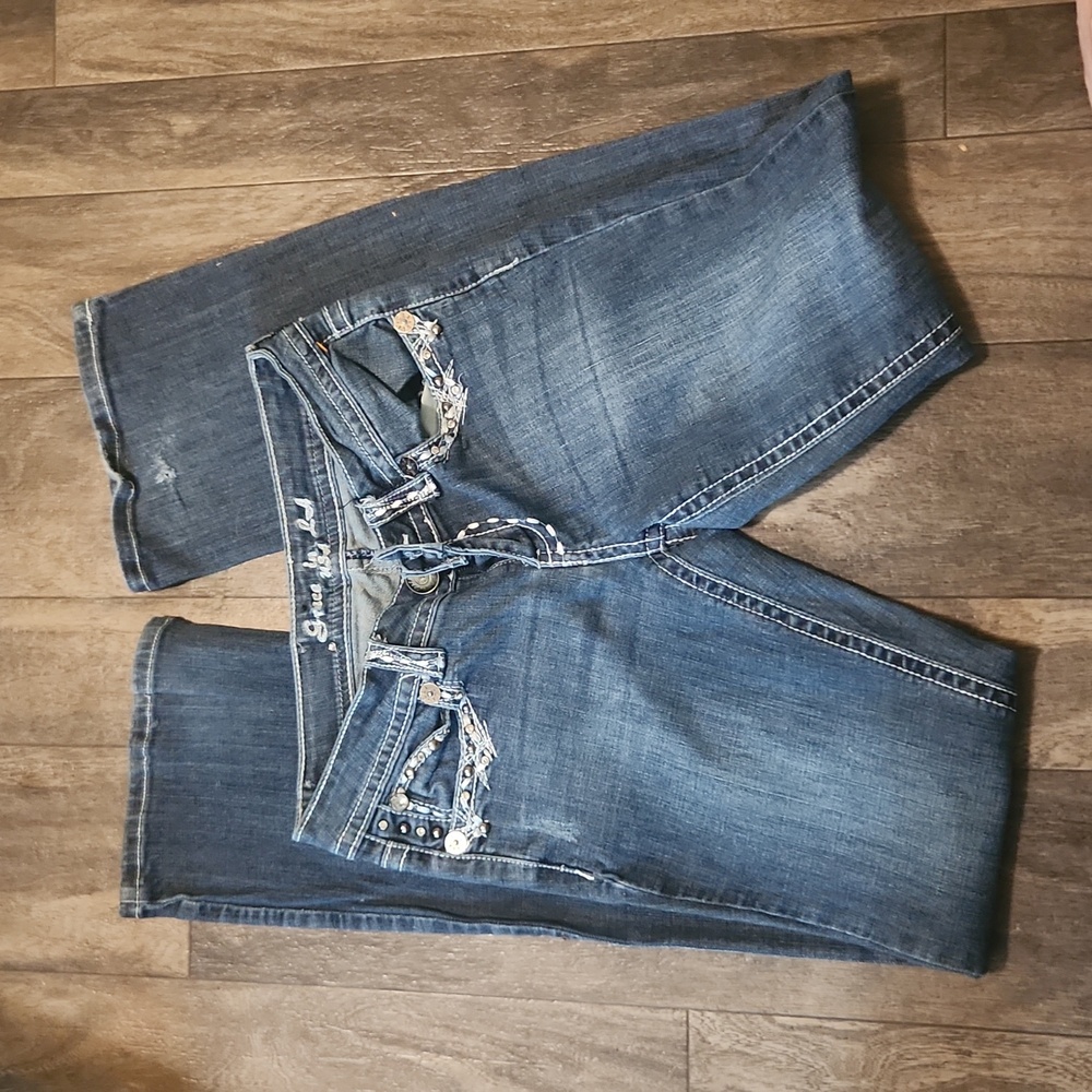 Grace in LA Embellished Pockets Jeans Size 5